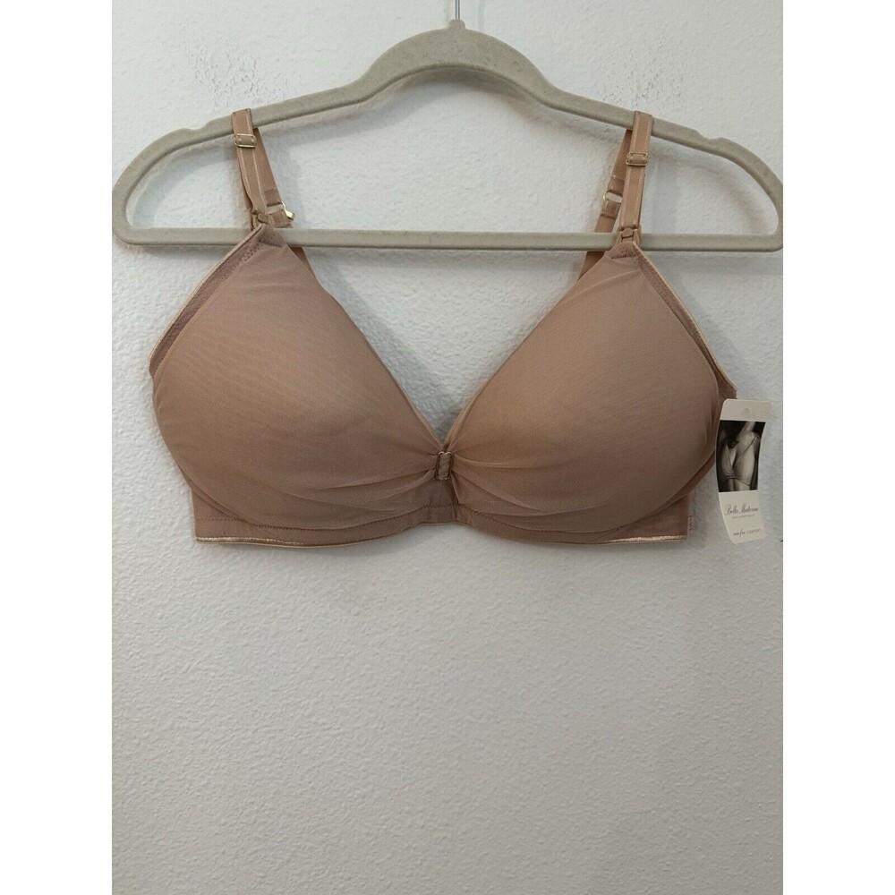 Bella Materna padded Mesh & Plunge  Bralet Maternity Bra NUDE No Wire M